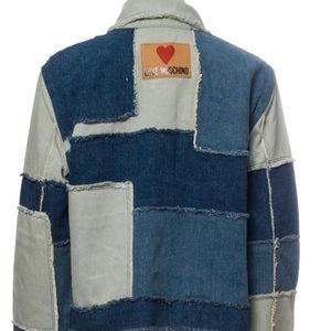 Love Moschino Modern Colorlock Pattern Denim Jacket Size 8 NWT